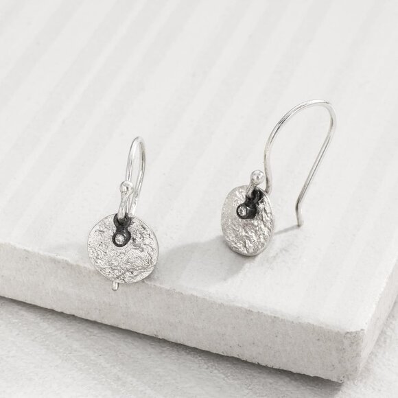 Mini Crystal Disc' Drop Earrings with Crystals in Sterling Silver - Picture 8 of 8